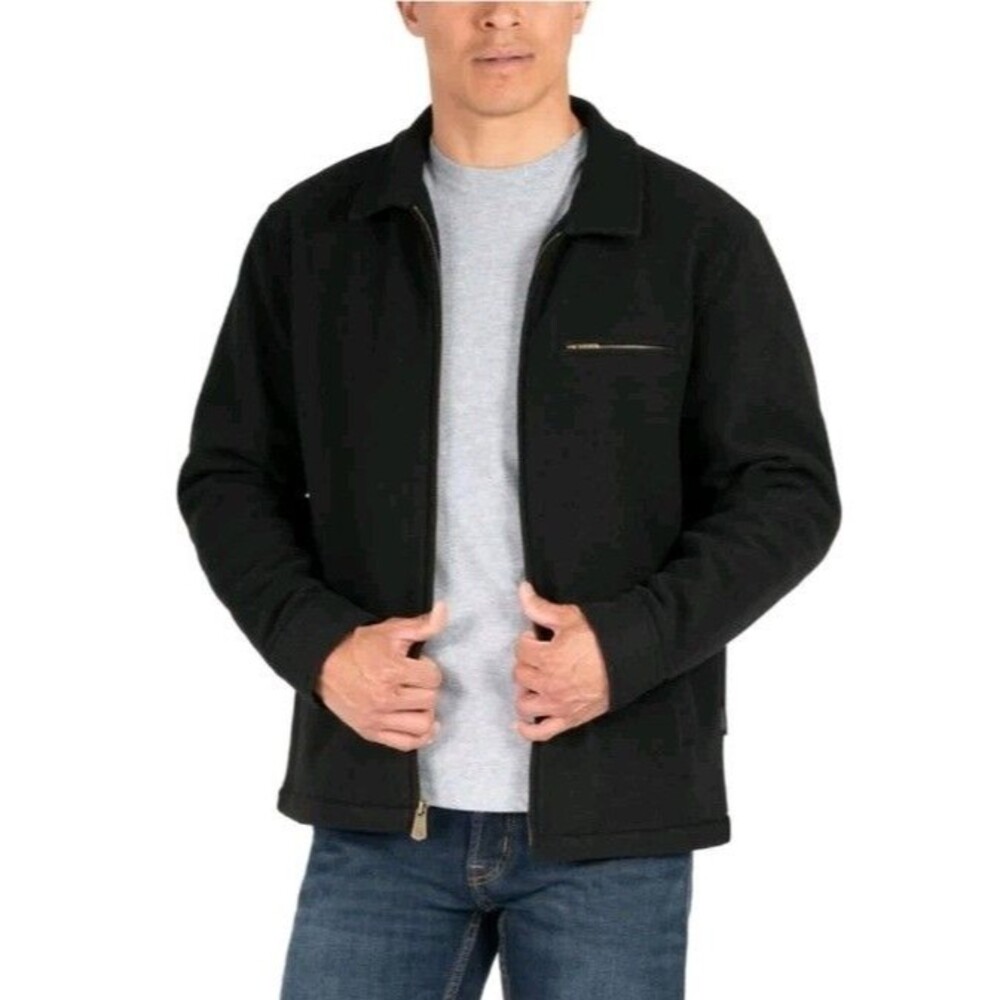 Colorado Clothing Men's Faux Wool Flannel Jacket Heavyweight, Black, Small